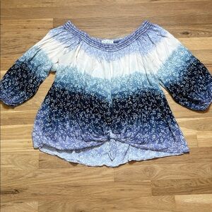 Ariella Off-The-Shoulder Blue Gradient Floral Blouse  Women’s M/L